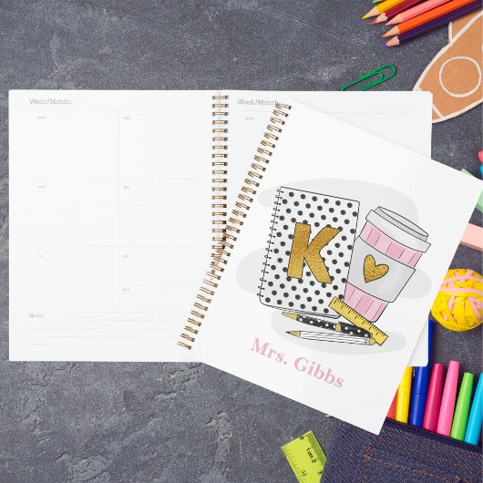 Aangepaste witte kleuterschool leraar school planner