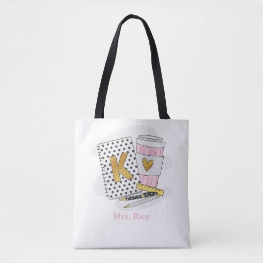 Aangepaste witte kleuterschool leraar school tote bag (Voorkant)