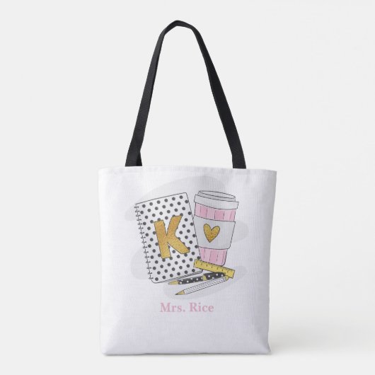 Aangepaste witte kleuterschool leraar school tote bag (Achterkant)