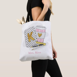 Aangepaste witte kleuterschool leraar school tote bag