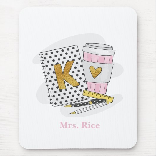 Aangepaste witte kleuterschool leraar waardering muismat (Voorkant)