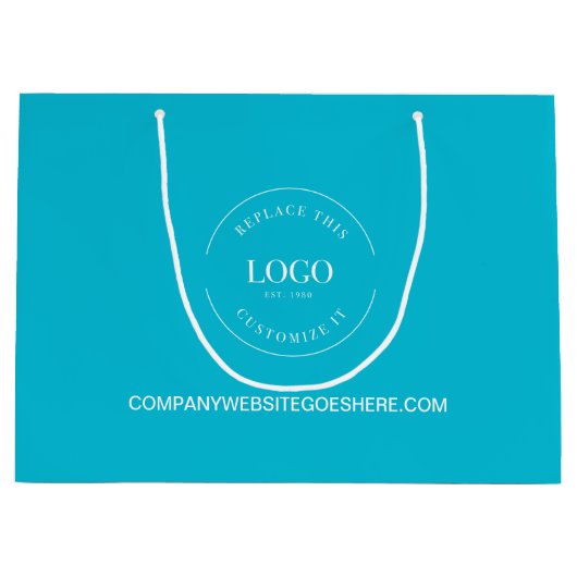 Aangepaste witte Logo op de blauwe internetsite vo Groot Cadeauzakje (Voorkant)