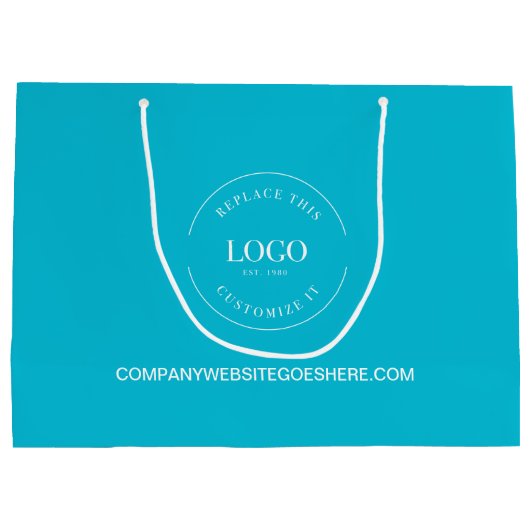 Aangepaste witte Logo op de blauwe internetsite vo Groot Cadeauzakje (Achterkant)