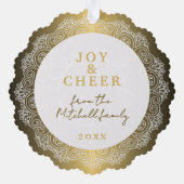 Aangepaste witte Mandala krans op Faux Gold Ornament Kaart (Achterkant)