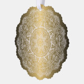 Aangepaste witte Mandala krans op Faux Gold Ornament Kaart (Links)