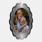 Aangepaste witte Mandala krans op Faux Silver Ornament Kaart (Rechts)