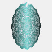 Aangepaste witte Mandala krans op Ocean Blue Ornament Kaart (Rechts)