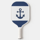 Aangepaste witte marineblauwanker monogrammen pickleball paddle (Achterkant)
