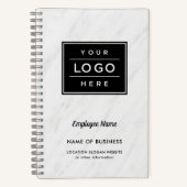 Aangepaste witte marmer BedrijfsLogo Naam werkneme Notitieboek (Voorkant)