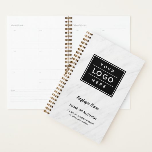 Aangepaste witte marmer BedrijfsLogo Naam werkneme Planner (Display)