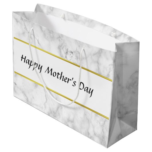 Aangepaste witte marmer Blij Moederdag Groot Cadeauzakje (Achterkant Gekanteld)