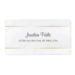 Aangepaste witte marmeren nep gouden handschrift s etiket