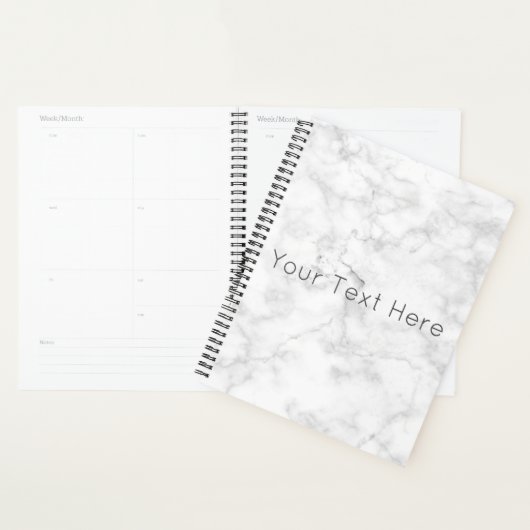 Aangepaste witte marmerplanner - zwart planner (Display)