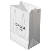 Aangepaste witte middelgrote cadeautas voor bedrij (Voorkant Gekanteld)