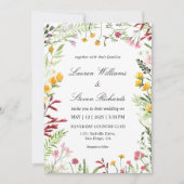 Aangepaste Witte Multicolor Meadow Flowers Wedding Kaart (Voorkant)