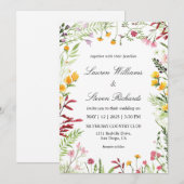 Aangepaste Witte Multicolor Meadow Flowers Wedding Kaart (Voorkant / Achterkant)