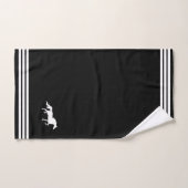 Aangepaste witte paard en drie strepen op zwart bad handdoek (Handdoek)
