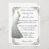 Aangepaste witte pauw bruiloft uitnodiging (Voorkant / Achterkant)