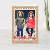 Aangepaste witte pokadots op Faux Kraft Holiday Kaart (Voorkant)