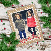 Aangepaste witte pokadots op Faux Kraft Holiday Kaart