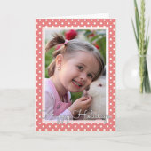 Aangepaste witte pokadots Pattern Roos Roze feestd Kaart (Voorkant)