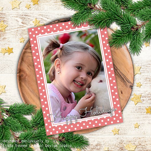 Aangepaste witte pokadots Pattern Roos Roze feestd Kaart