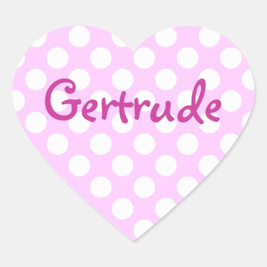 Aangepaste witte polka stippen hart sticker (Voorkant)