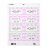 Aangepaste witte polka stippen op roze baklabel etiket (Full Sheet)