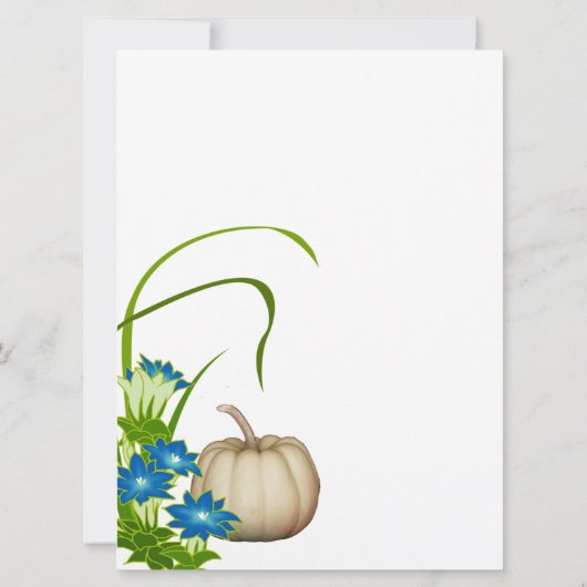 Aangepaste witte pompoen Herfst Floral Green Kaart (Achterkant)