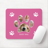 Aangepaste witte pootafdruk naam foto collage roze muismat (Met muis)