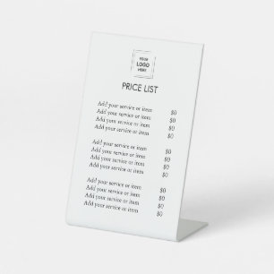Aangepaste witte prijslijst Modern bedrijfslogo Reclamebord Met Voetstuk