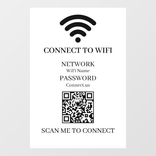 Aangepaste witte QR | Weergave WiFi-netwerkwachtwo Raamsticker (Vel)