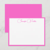 Aangepaste witte rand roze handgeschreven scriptna notitiekaartje (Voorkant / Achterkant)