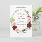 Aangepaste witte rode romantische Rozen krans brui Kaart (Staand voorkant)