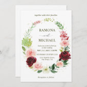 Aangepaste witte rode romantische Rozen krans brui Kaart (Voorkant / Achterkant)