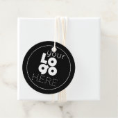 Aangepaste Witte Ronde Zakelijke Logo op Zwart Han Bedankjes Labels (In situ)