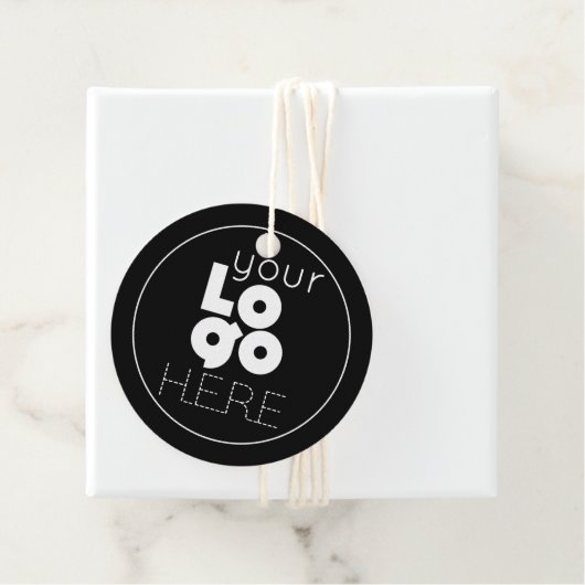 Aangepaste Witte Ronde Zakelijke Logo op Zwart Han Bedankjes Labels (In situ)