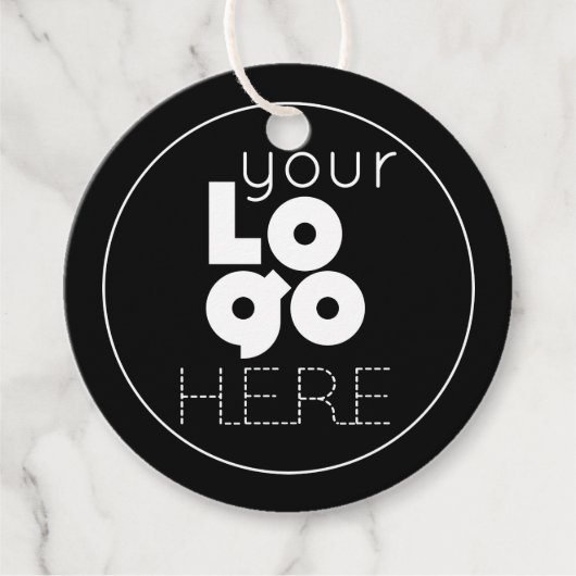 Aangepaste Witte Ronde Zakelijke Logo op Zwart Han Bedankjes Labels (Voorkant)