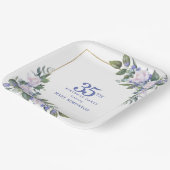 Aangepaste witte roos blauwe bloem 35e verjaardags papieren bordje (Gebogen)