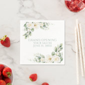 Aangepaste witte roos bloemstuk grand opening servet (Insitu)