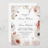 Aangepaste Witte Roze Autumnal Waterverf bruiloft Kaart (Voorkant / Achterkant)