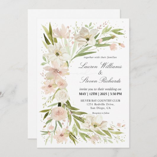 Aangepaste witte roze groene grillige romantische  kaart (Voorkant / Achterkant)