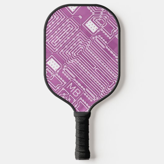 Aangepaste witte roze klassieke computercircuitkaa pickleball paddle (Voorkant)