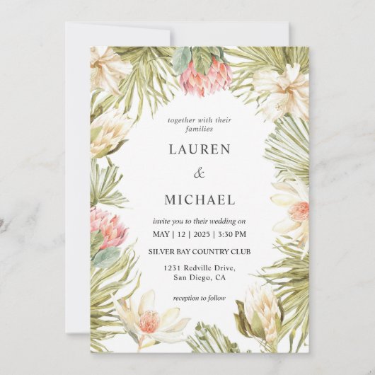 Aangepaste Witte Roze Perzik Afrikaanse Lijst brui Kaart (Voorkant)