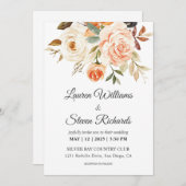 Aangepaste Witte Roze Perzik Rustieke Rozen bruilo Kaart (Voorkant / Achterkant)