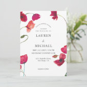 Aangepaste Witte Roze Rode Roos Poppies Huwelijk Kaart (Staand voorkant)