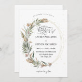 Aangepaste Witte Roze Tuin Krans & Ringen Kaart (Voorkant / Achterkant)