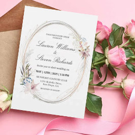 Aangepaste Witte Roze Whimsical Krans Bloemen Prem Kaart