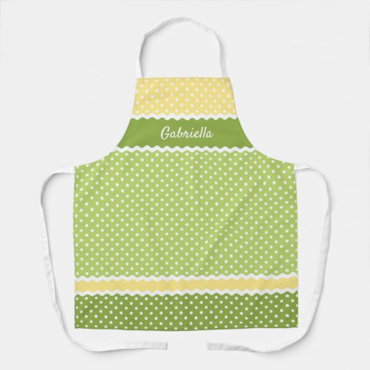 Aangepaste witte stippen op zomercitruskleuren schort (Voorkant)