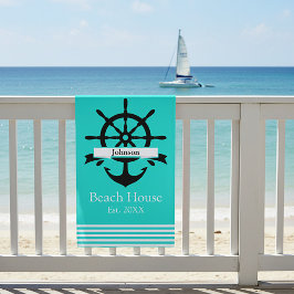 Aangepaste witte streep banden en anker strandlaken